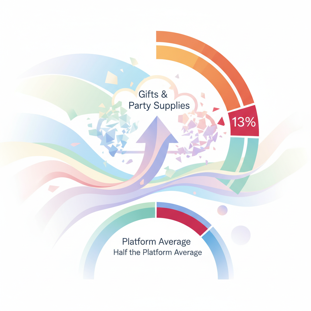 Gifts & Party Supplies Runs a 13% High-Churn-Risk Rate — Half the Platform Average