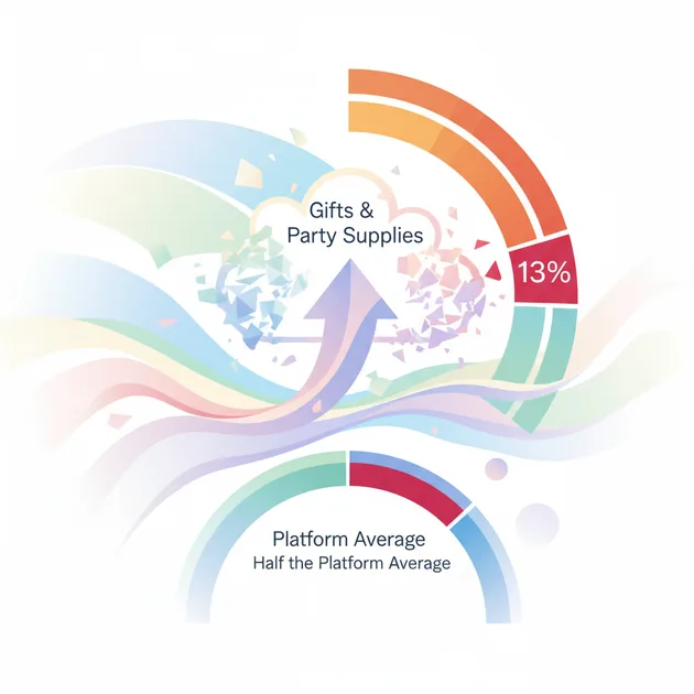 Gifts & Party Supplies Runs a 13% High-Churn-Risk Rate — Half the Platform Average